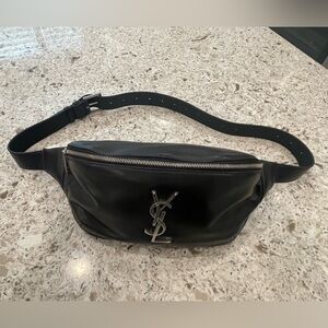 Yves Saint Laurent Black Belt Bag Sleek Design Adjustable Strap